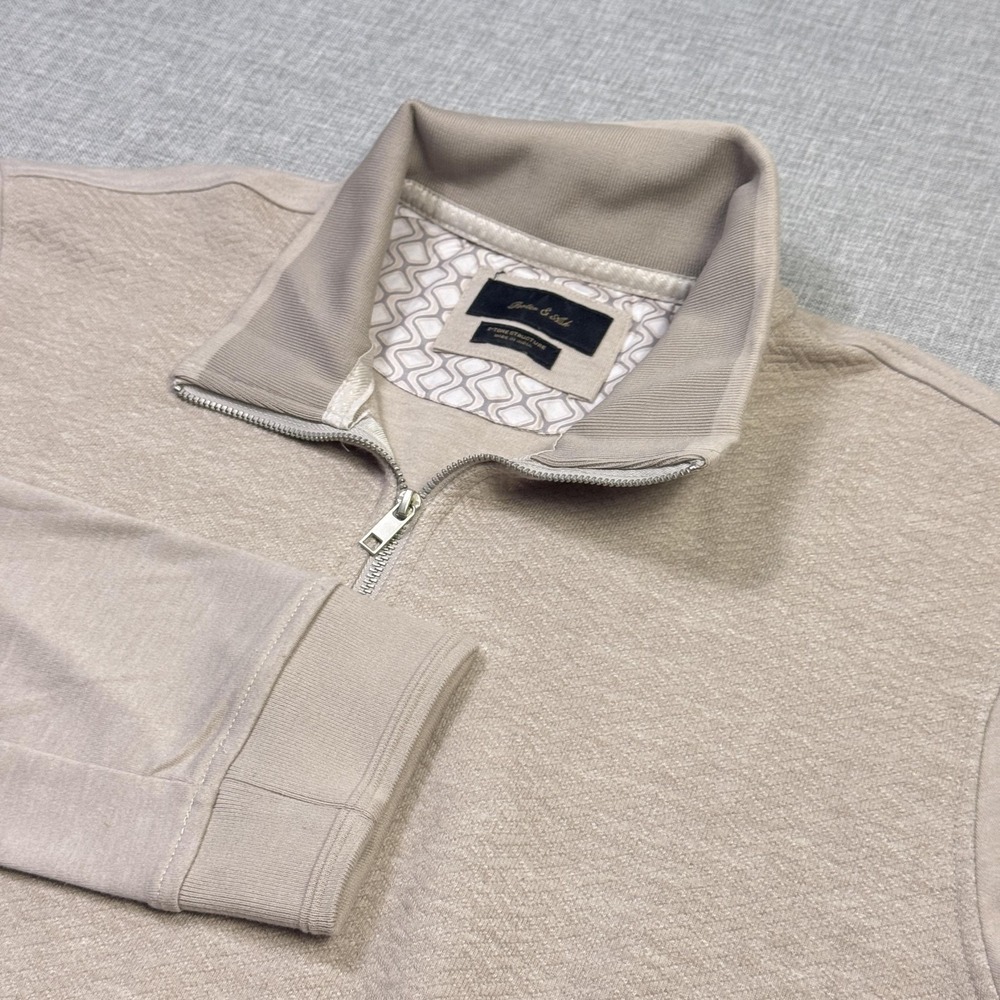 Porter & Ash 1/4 Zip Sweater Pullover‎ Mens Large Beige Mock Neck Waffle-Knit